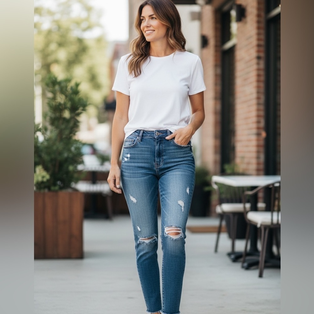 Silver Jeans Women's Distressed Blue Skinny Jeans